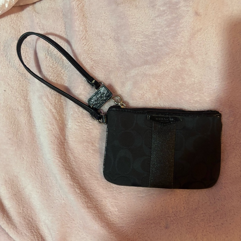 Coach Black Wristlet with Glitter Accent